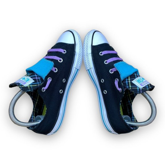 Converse Chuck Taylor All Star Sneakers 655324F Double Tongue Black Blue Youth 3 - Picture 6 of 8